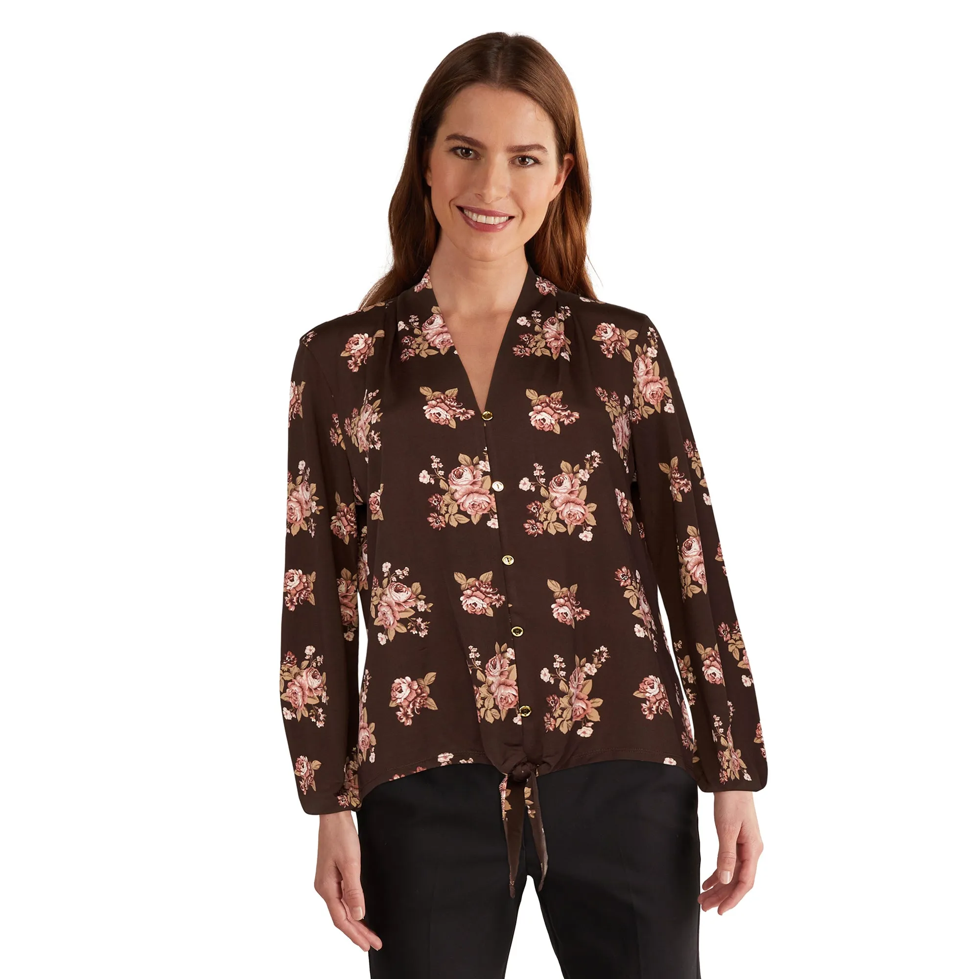 lily morgan Women's Printed Tie Front Top sold by Giant Tiger product image thumbnail 2