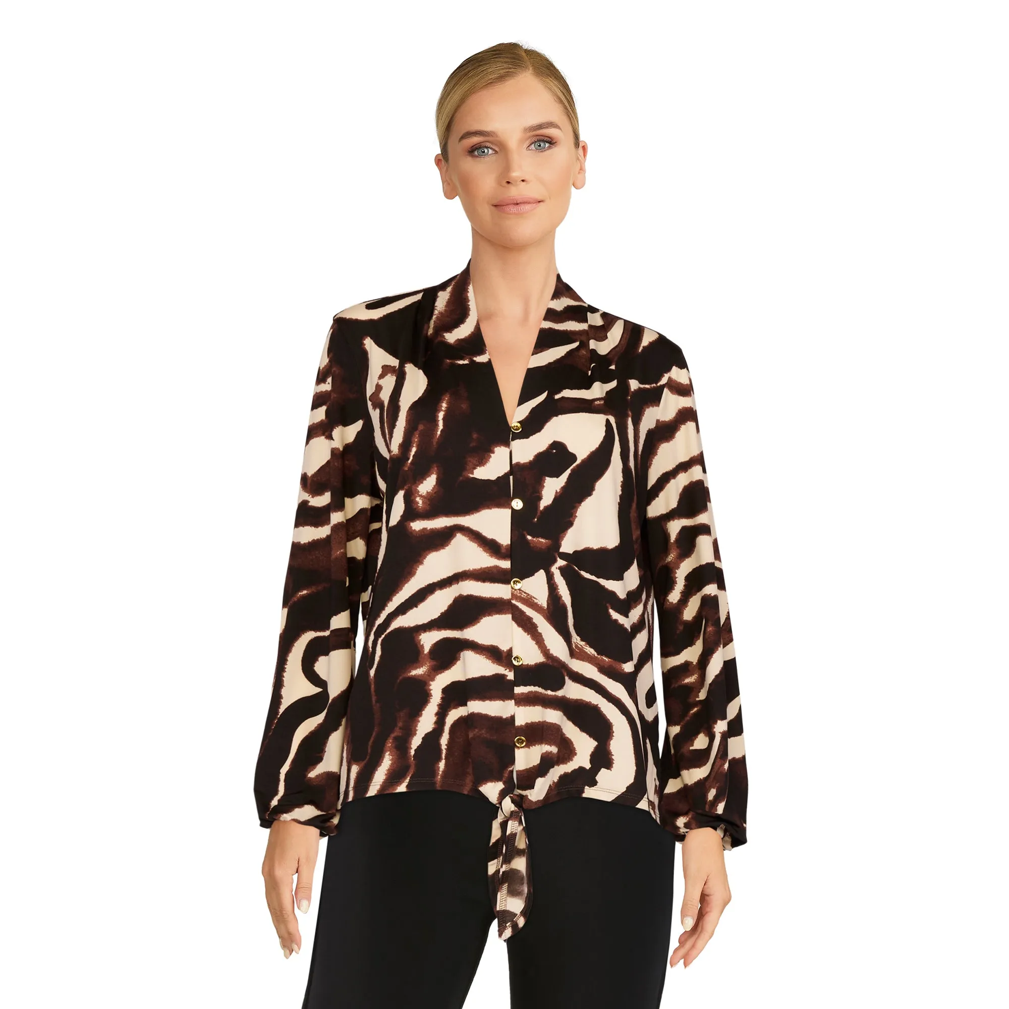 lily morgan Women's Printed Tie Front Top sold by Giant Tiger product image thumbnail 3