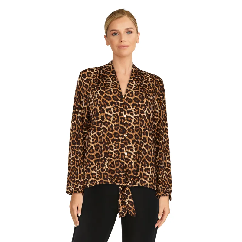 lily morgan Women's Printed Tie Front Top made by Giant Tiger