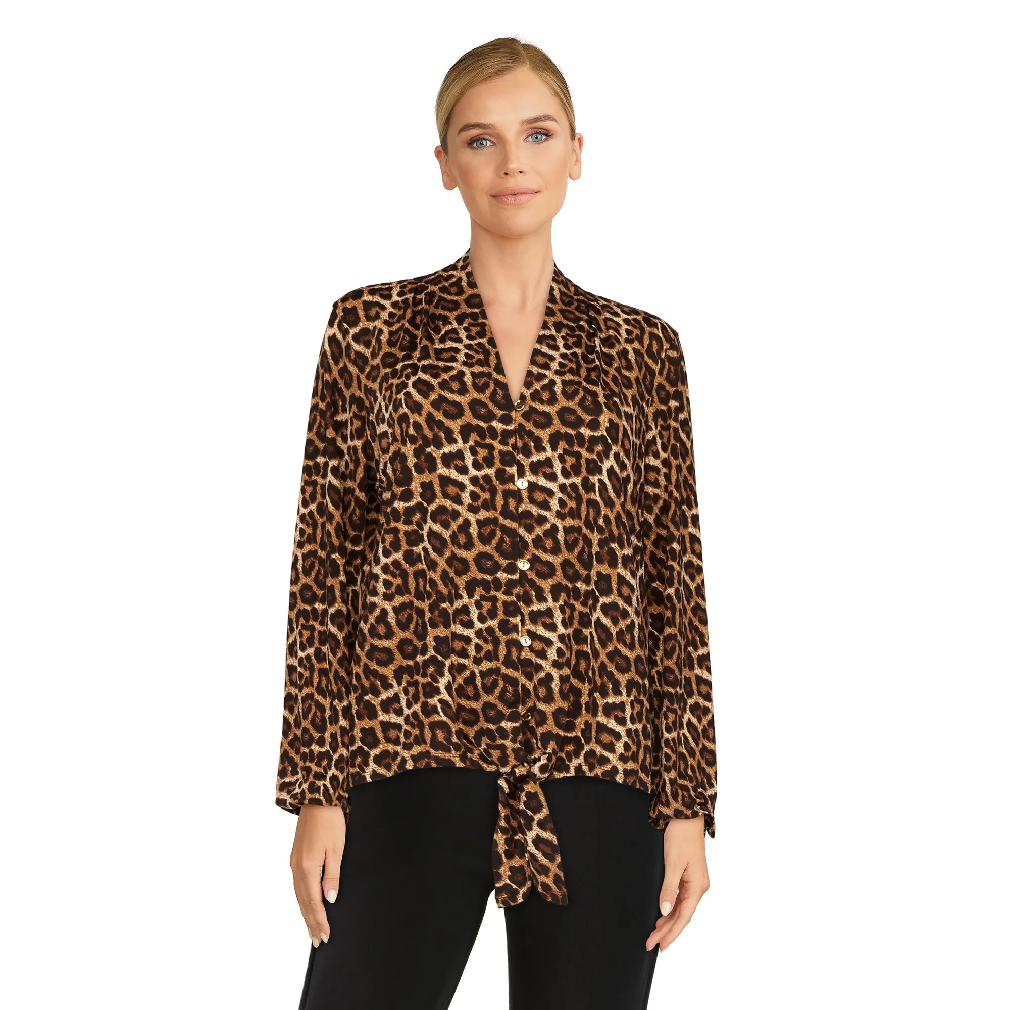 lily morgan Women's Printed Tie Front Top sold by Giant Tiger