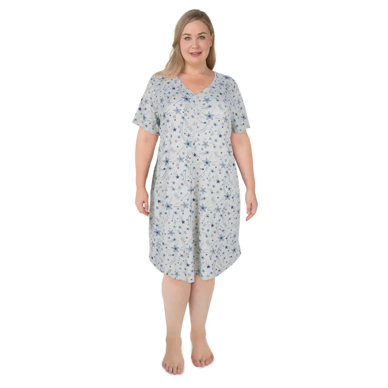 Carisma Women's Plus Ribbed Below Waist Henley Sleepshirt made by Giant Tiger