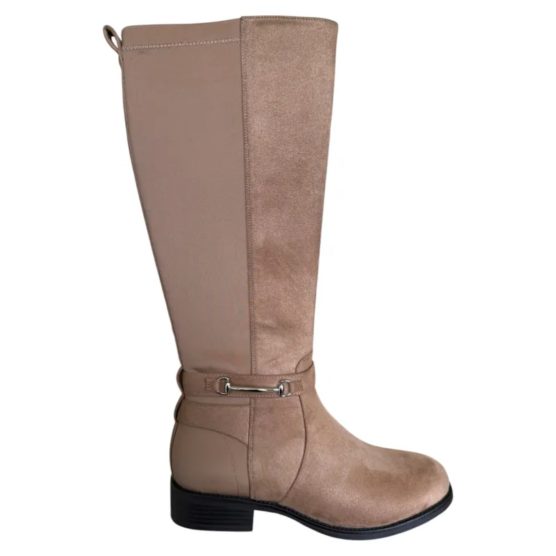 lily morgan Women's Tall Stretch Buckle Boots made by Giant Tiger