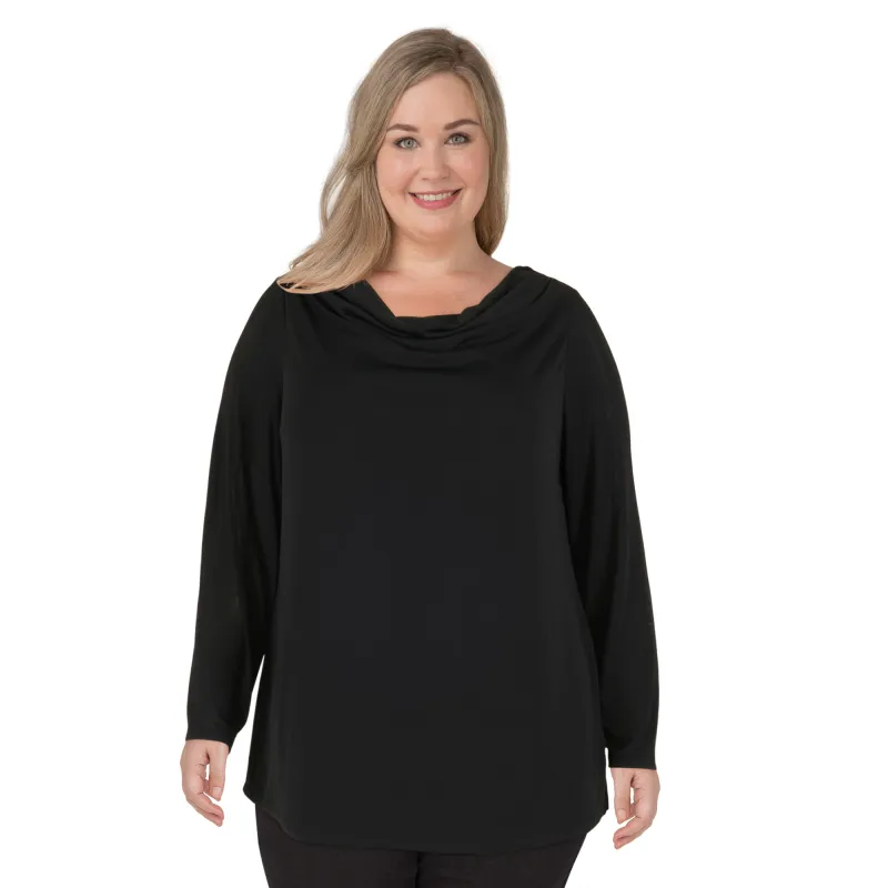 lily morgan Women's Plus Long Sleeve Drape Neck Top made by Giant Tiger