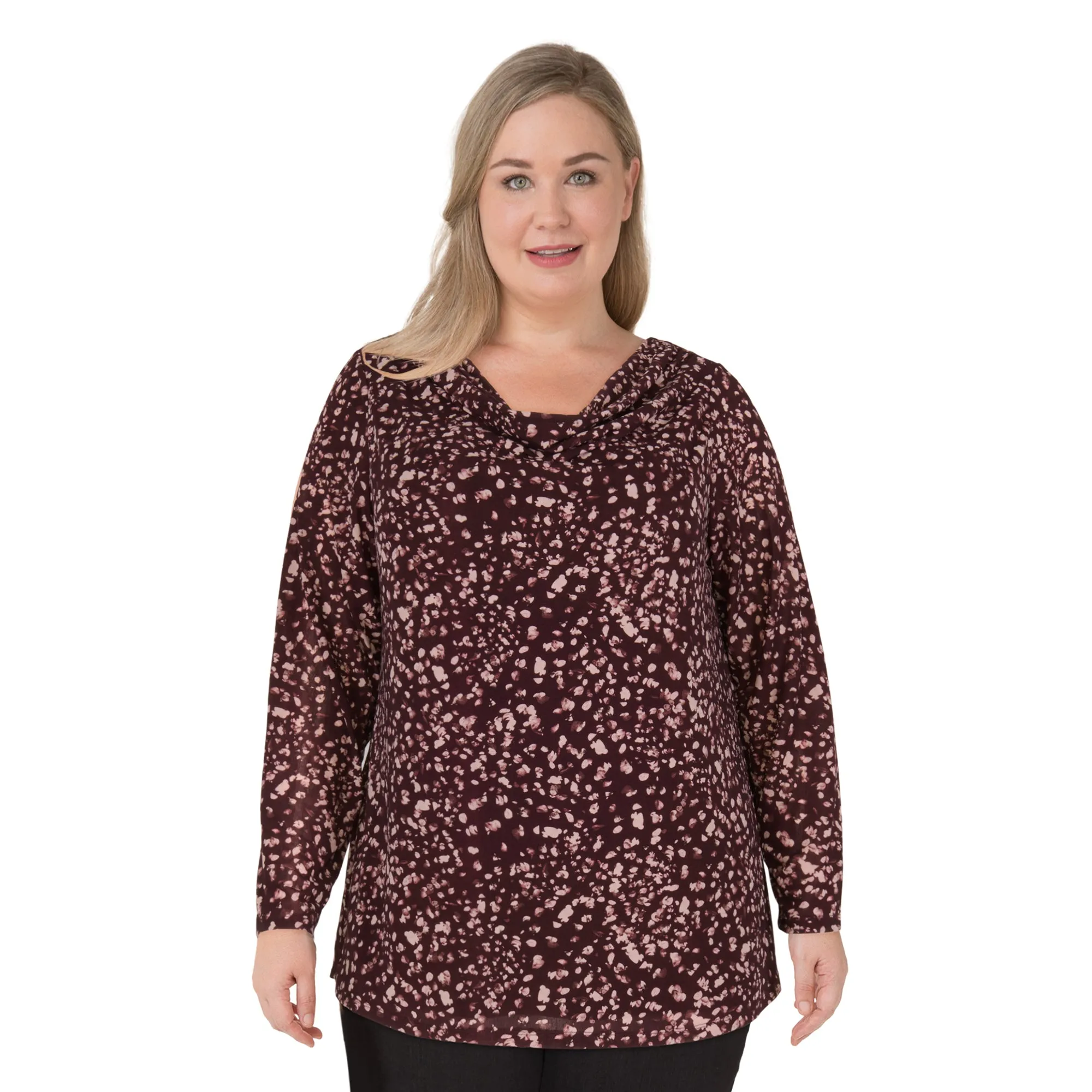 lily morgan Women's Plus Long Sleeve Drape Neck Top sold by Giant Tiger product image thumbnail 2