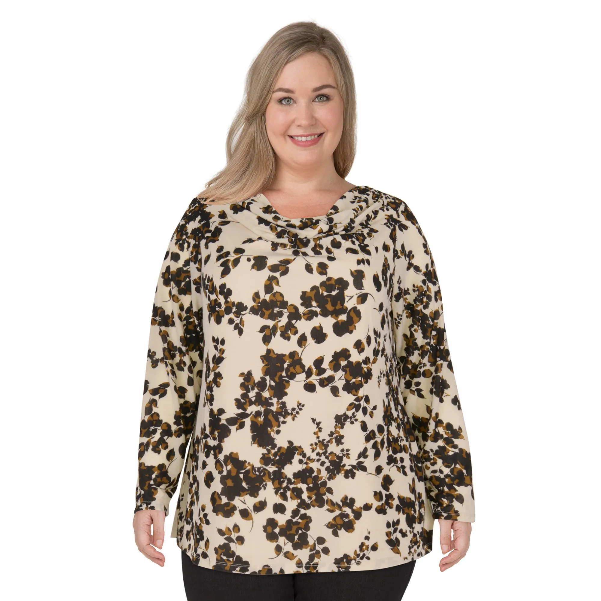 lily morgan Women's Plus Long Sleeve Drape Neck Top sold by Giant Tiger product image thumbnail 3