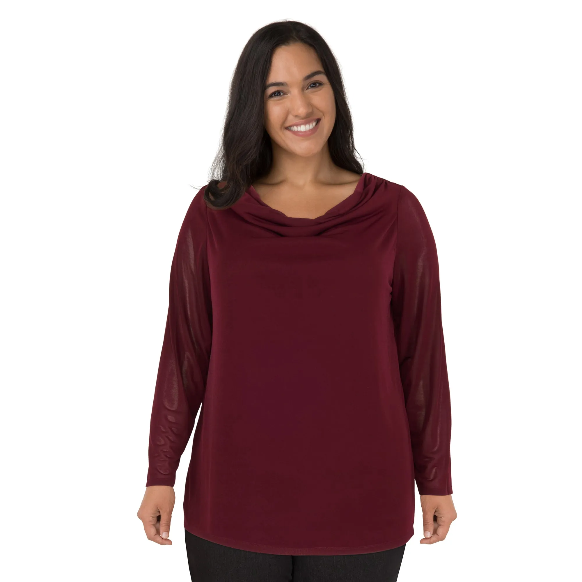 lily morgan Women's Plus Long Sleeve Drape Neck Top sold by Giant Tiger product image thumbnail 4