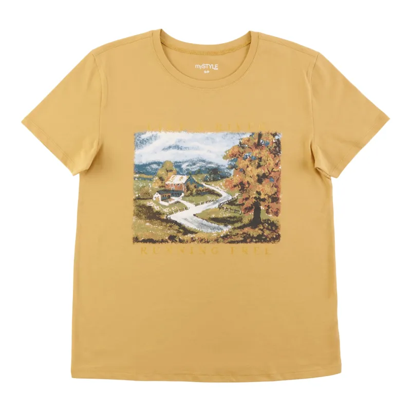 mySTYLE Women's Scooped Neck Foil Tee made by Giant Tiger