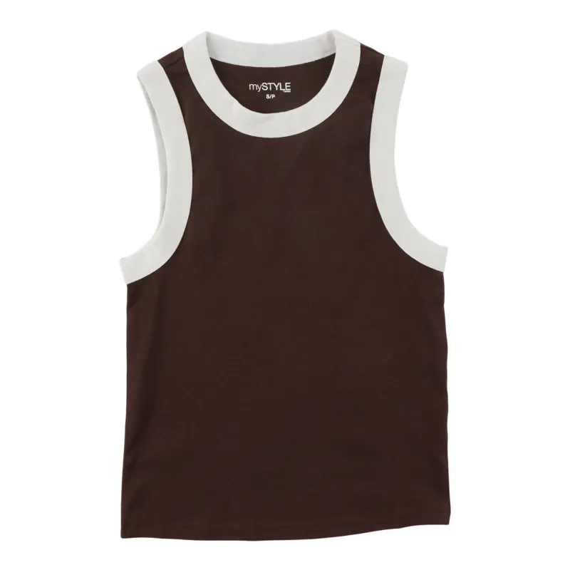 mySTYLE Women's High Neck Ribbed Tank Top made by Giant Tiger