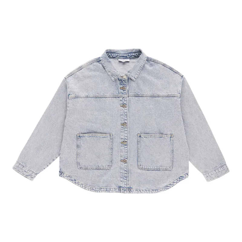 mySTYLE Women's Plus Oxford Denim Shacket made by Giant Tiger
