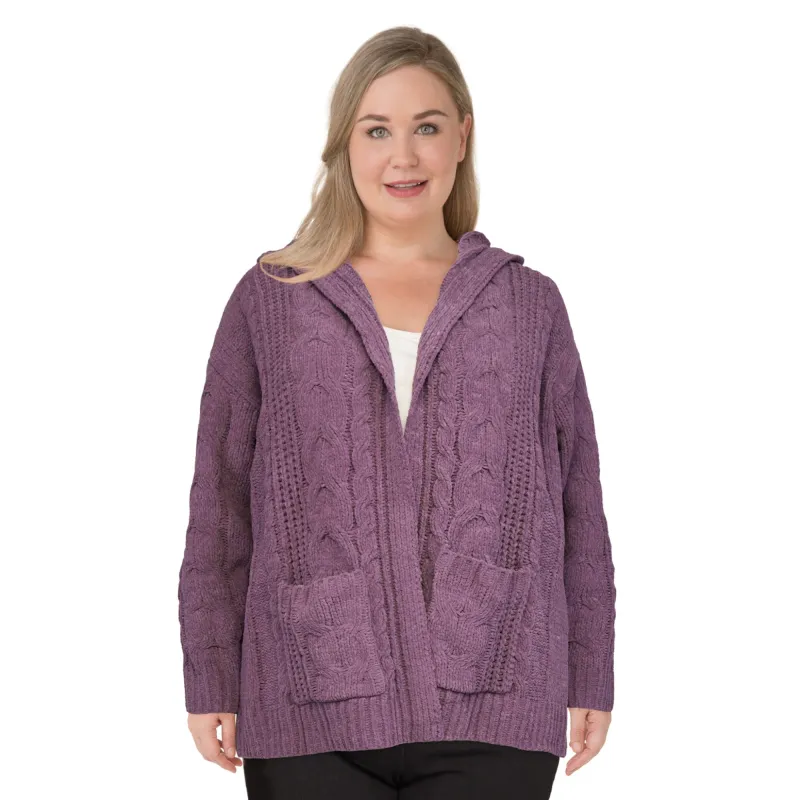 mySTYLE Women's Plus Chenille Hooded Cardigan made by Giant Tiger