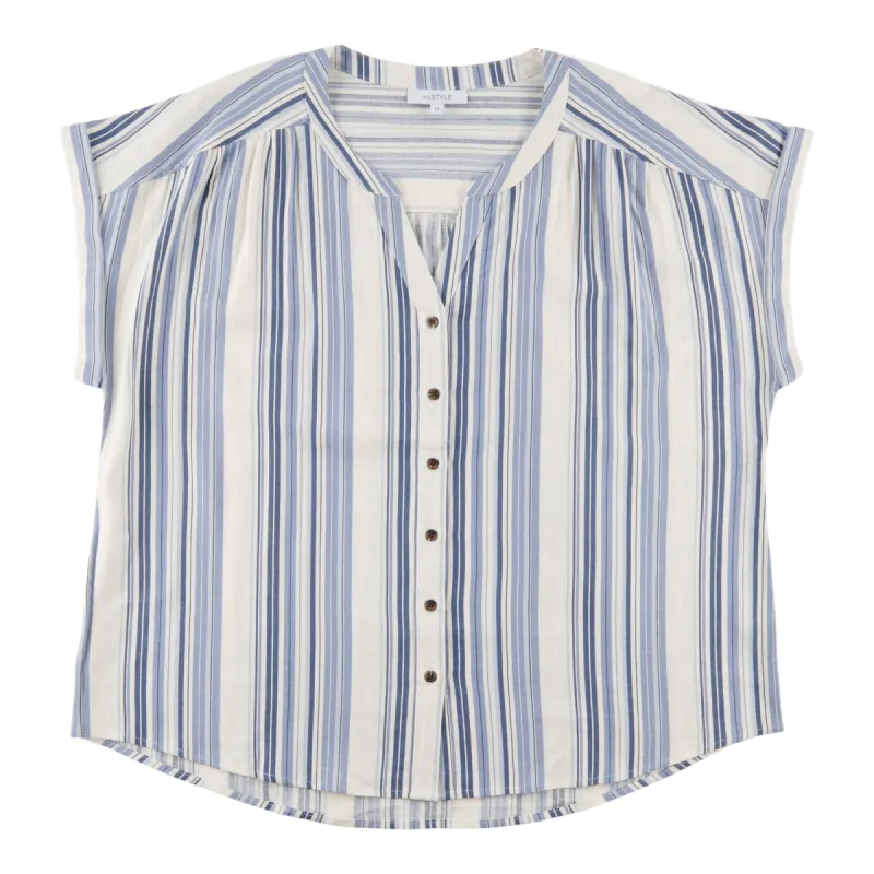 mySTYLE Women's Plus Festival Printed Linen Blend Shirt sold by Giant Tiger