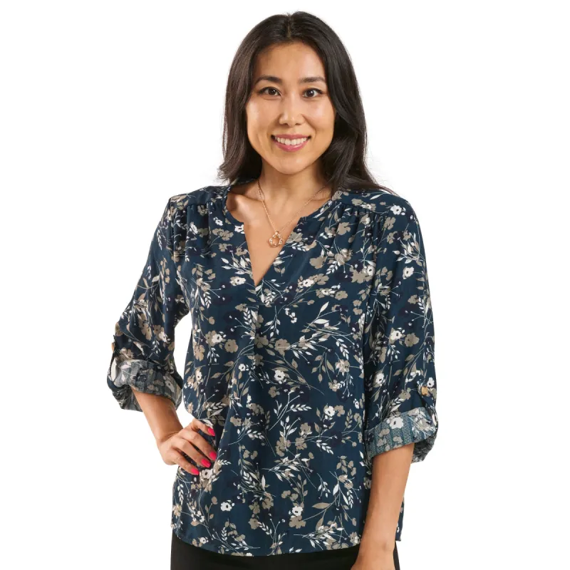 lily morgan Women's V-Neck Roll-Tab Blouse sold by Giant Tiger