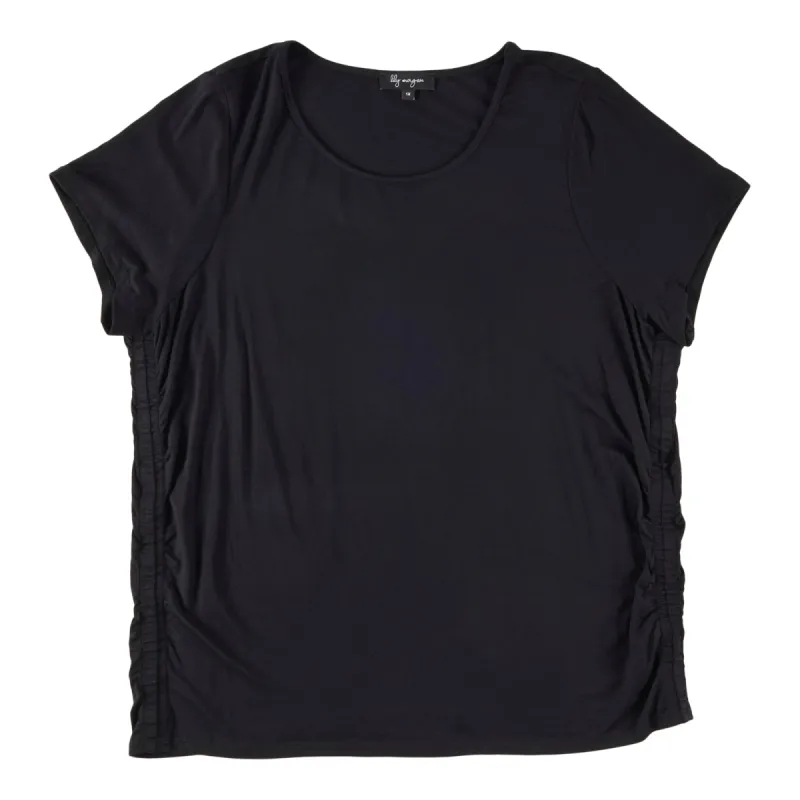 lily morgan Women's Plus Cap Sleeve Ruched Top sold by Giant Tiger