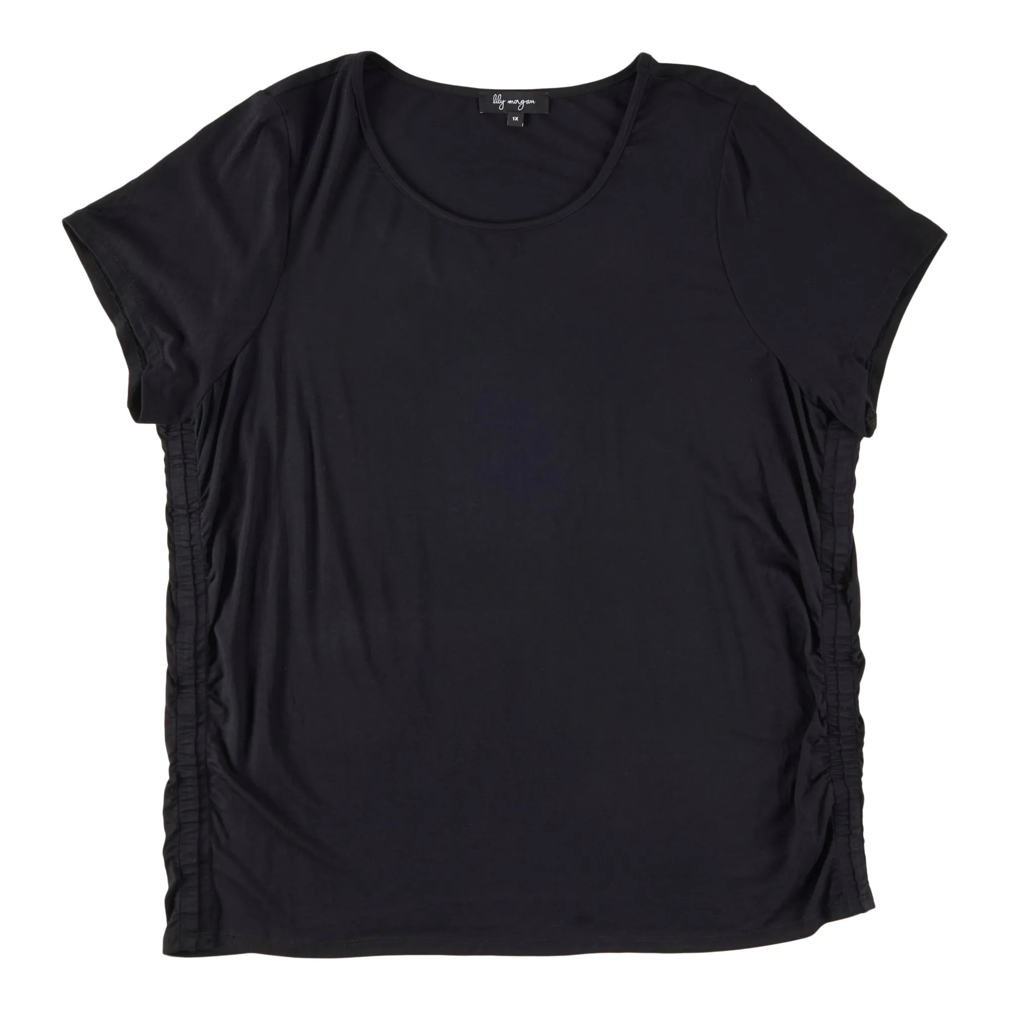 lily morgan Women's Plus Cap Sleeve Ruched Top sold by Giant Tiger