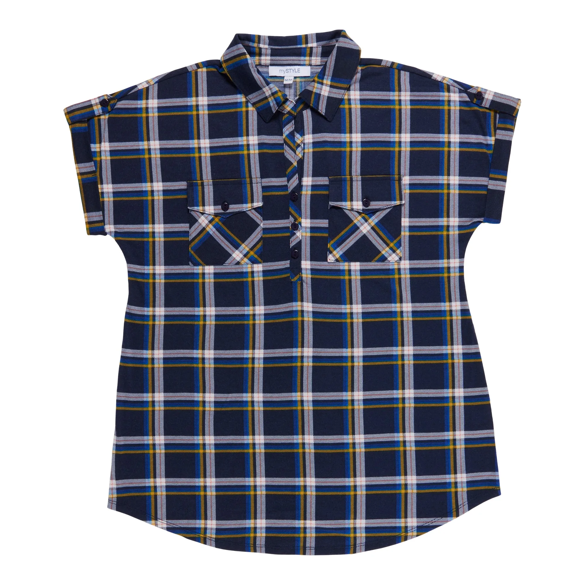 mySTYLE Women's Quest Plaid Cap Sleeve Top sold by Giant Tiger