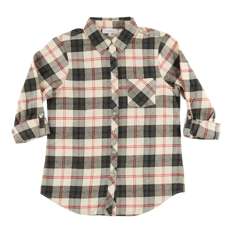 mySTYLE Women's Plaid Shirt with Snap Buttons sold by Giant Tiger