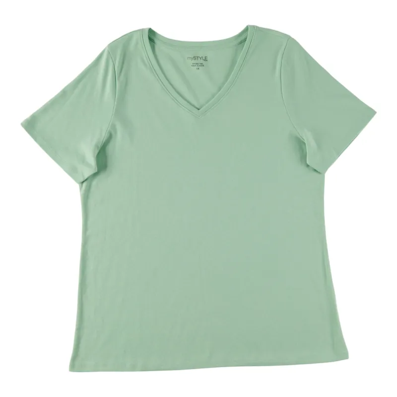 mySTYLE Women's Plus V-Neck Fitted T-Shirt sold by Giant Tiger
