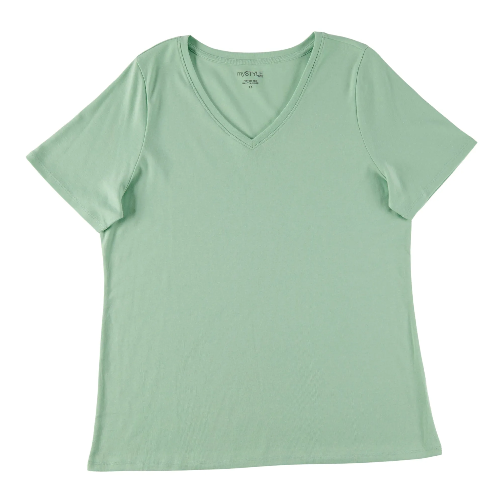 mySTYLE Women's Plus V-Neck Fitted T-Shirt sold by Giant Tiger
