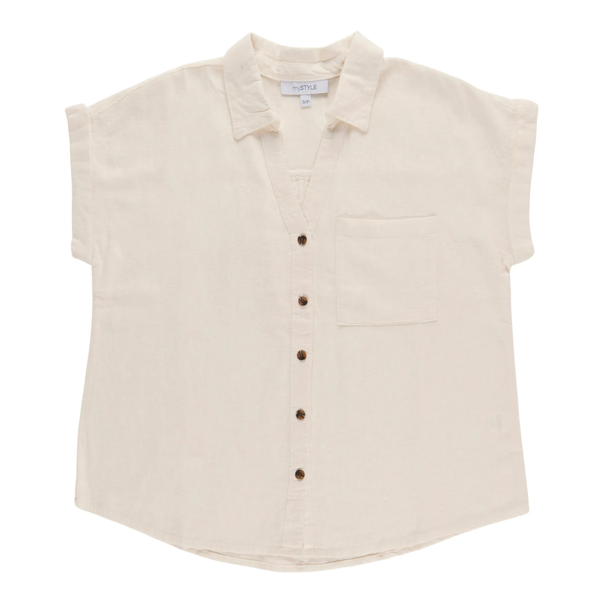 mySTYLE Women's Festival Linen Blend Shirt sold by Giant Tiger