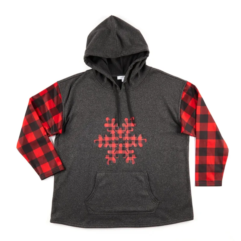 mySTYLE Women's Plus Hoodie with Long Plaid Sleeves sold by Giant Tiger