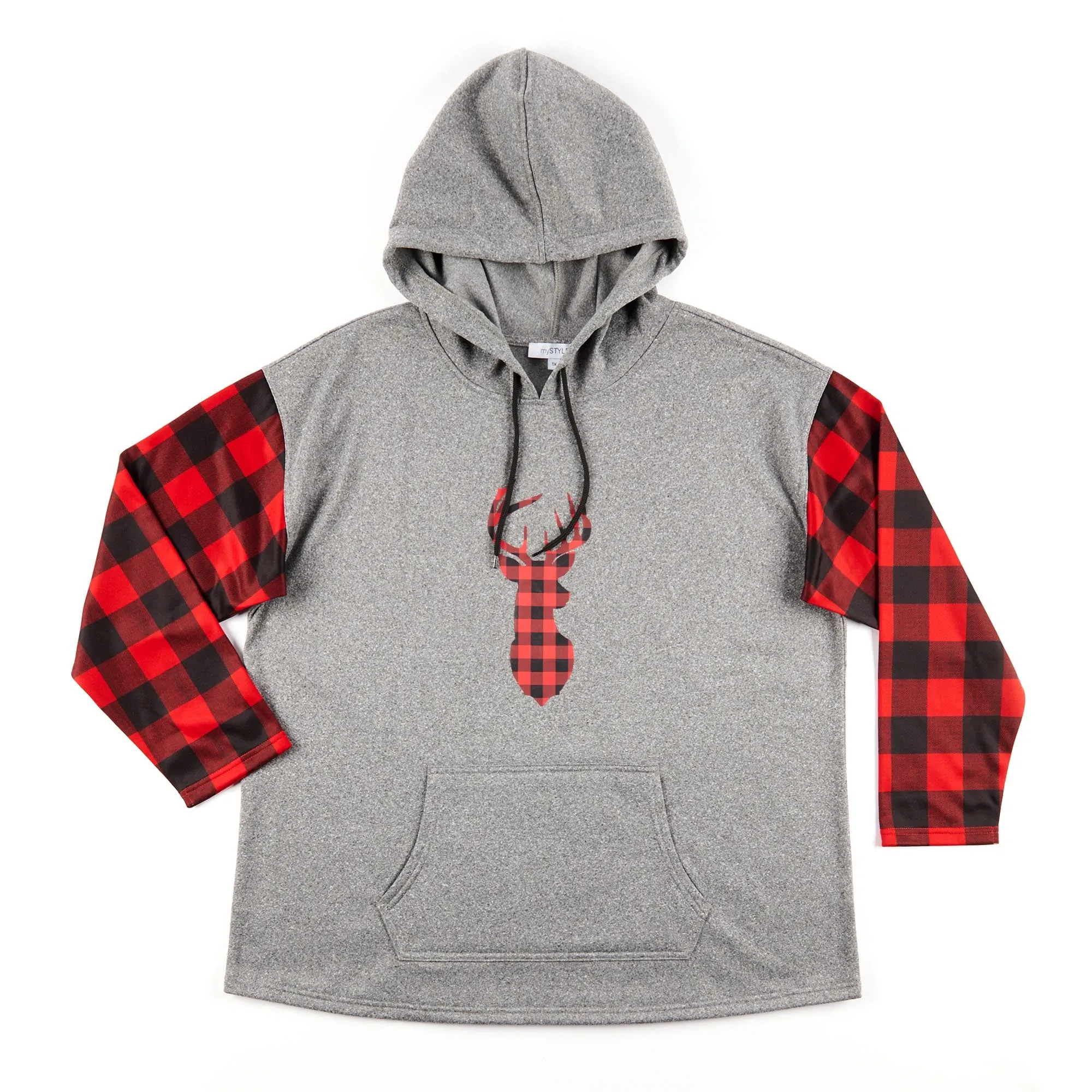 mySTYLE Women's Plus Hoodie with Long Plaid Sleeves sold by Giant Tiger product image thumbnail 2