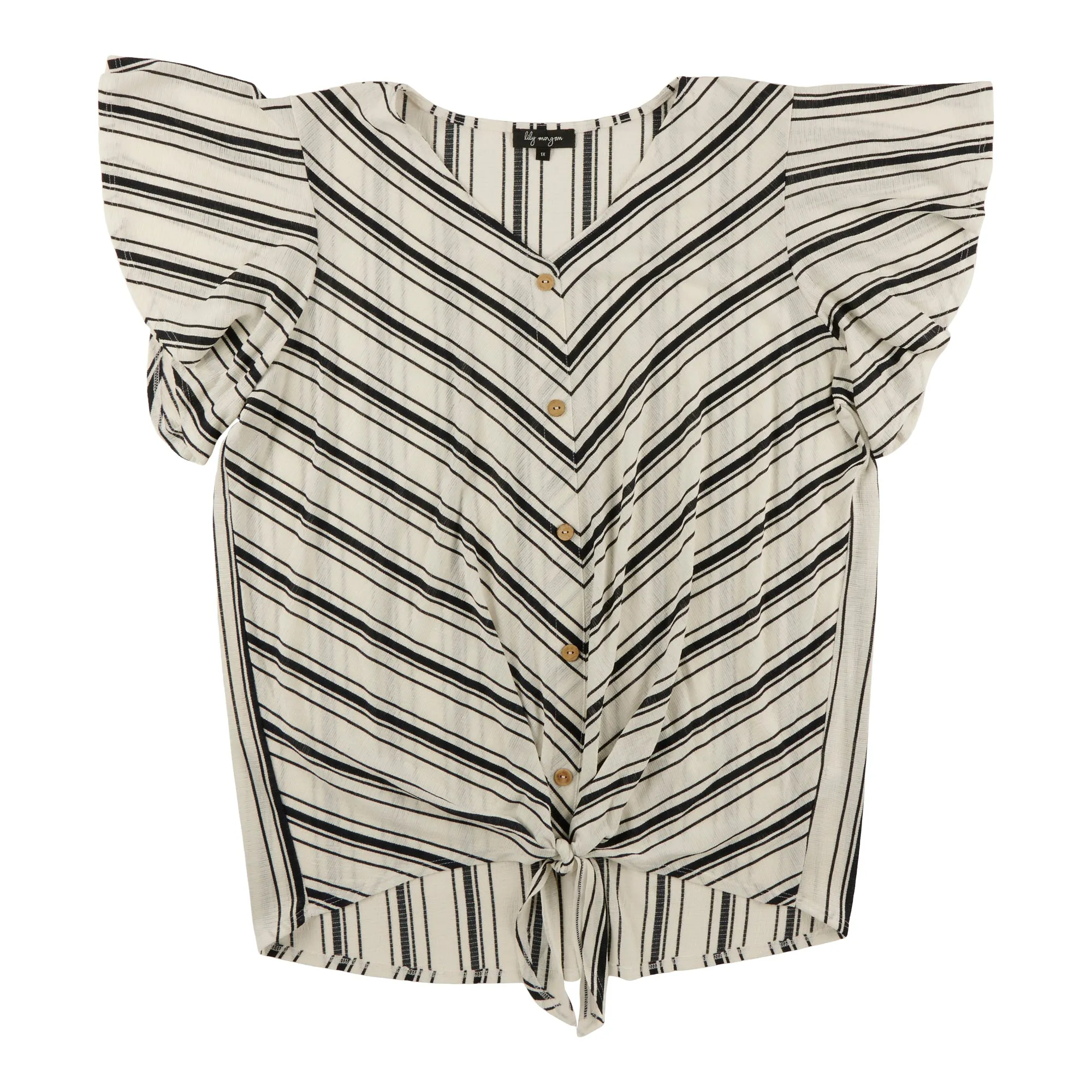 lily morgan Women's Plus V-Neck Tie-Front Blouse sold by Giant Tiger product image thumbnail 4