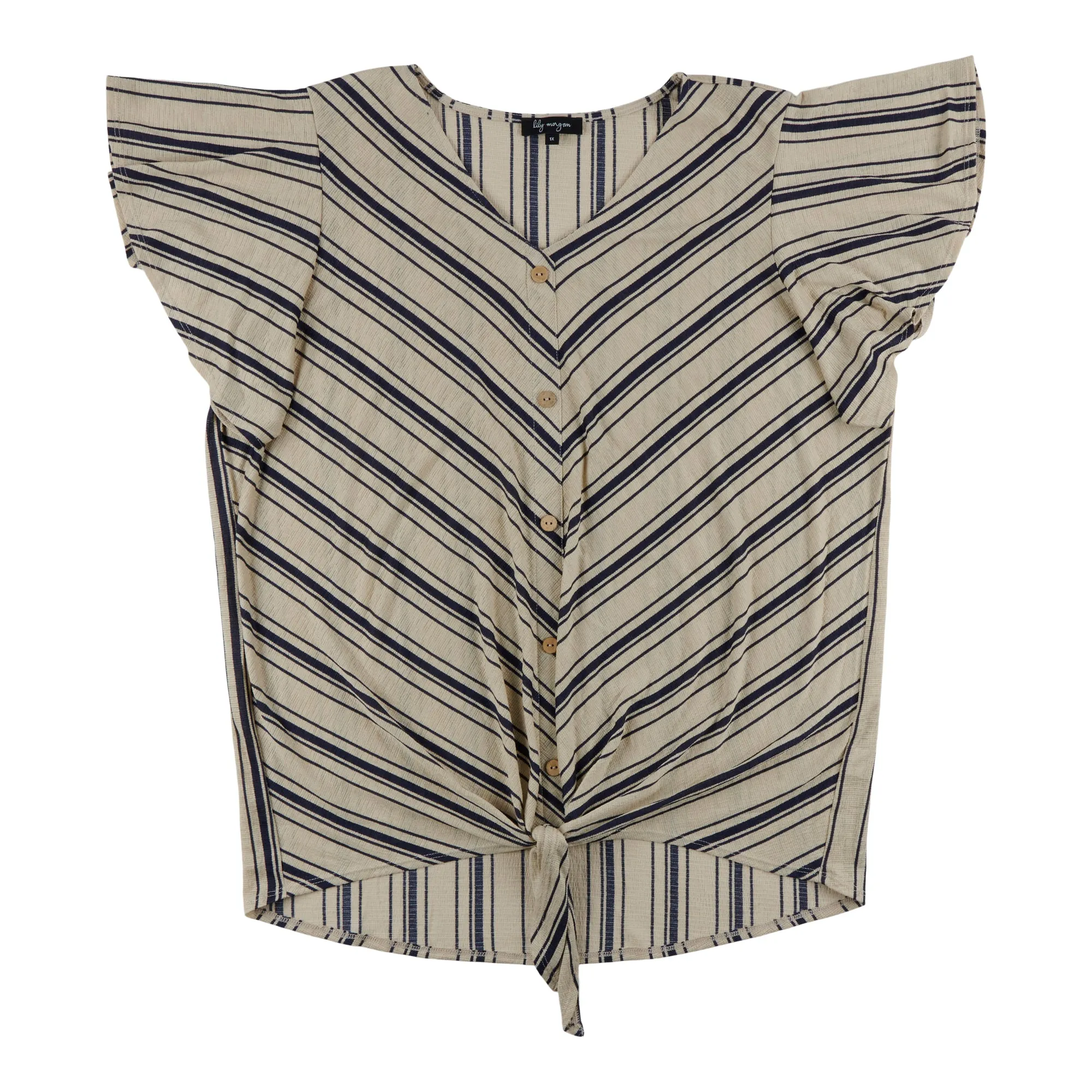 lily morgan Women's Plus V-Neck Tie-Front Blouse sold by Giant Tiger product image thumbnail 2