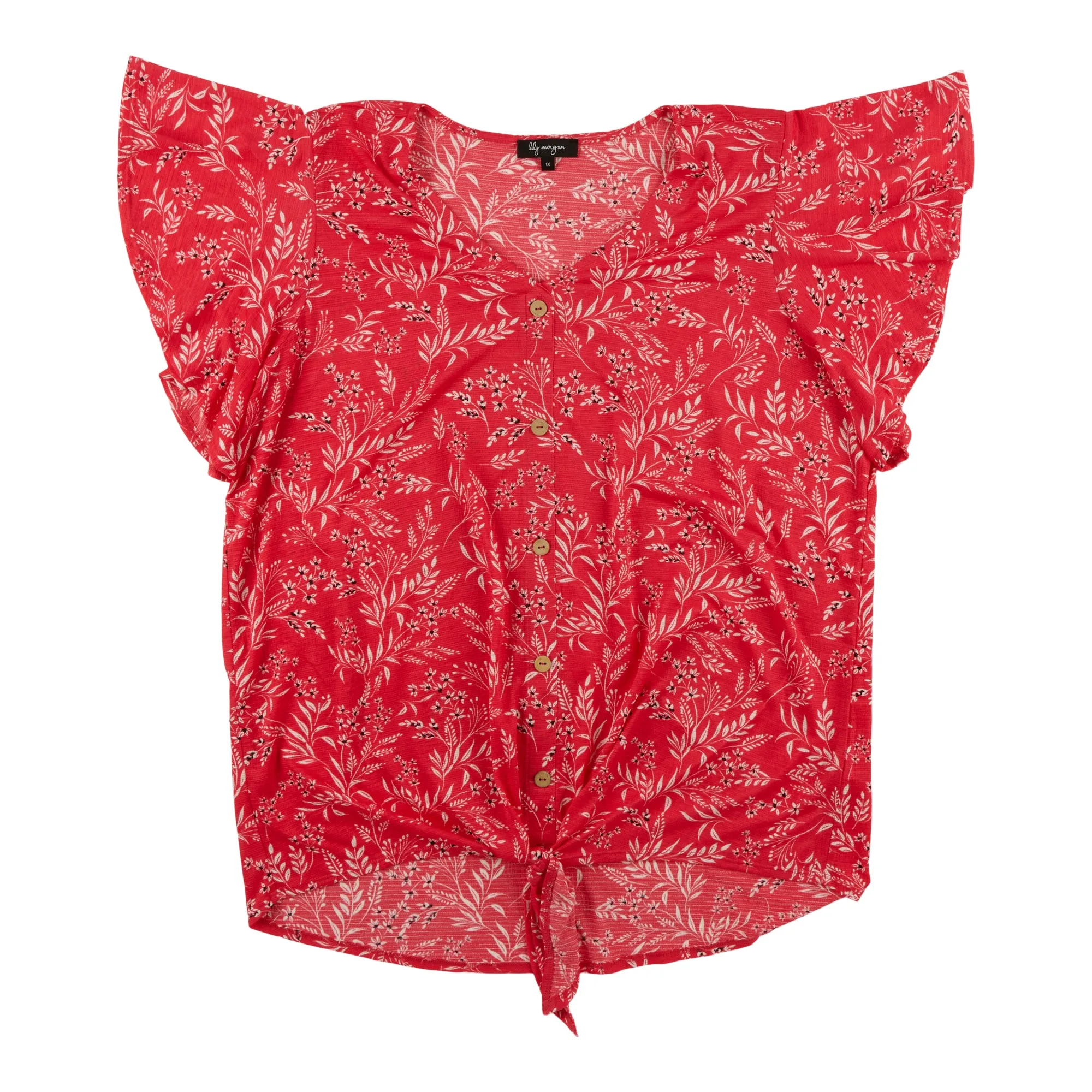 lily morgan Women's Plus V-Neck Tie-Front Blouse sold by Giant Tiger product image thumbnail 3