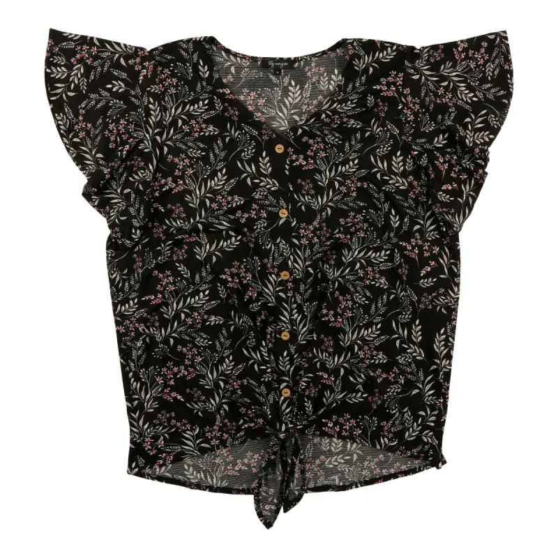 lily morgan Women's Plus V-Neck Tie-Front Blouse sold by Giant Tiger