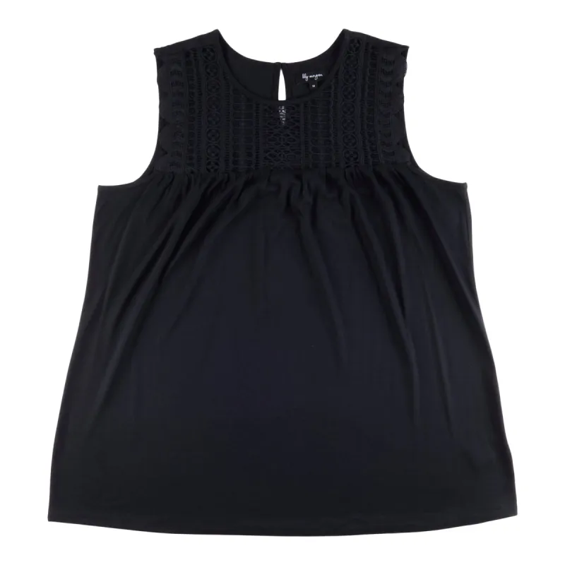 lily morgan Women's Plus Tropical Crochet Sleeveless Top sold by Giant Tiger