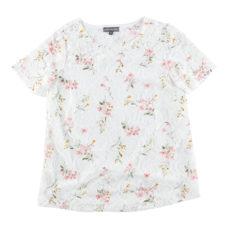 Classic Editions Women's Summer Look Printed Top with Crochet Detailing sold by Giant Tiger
