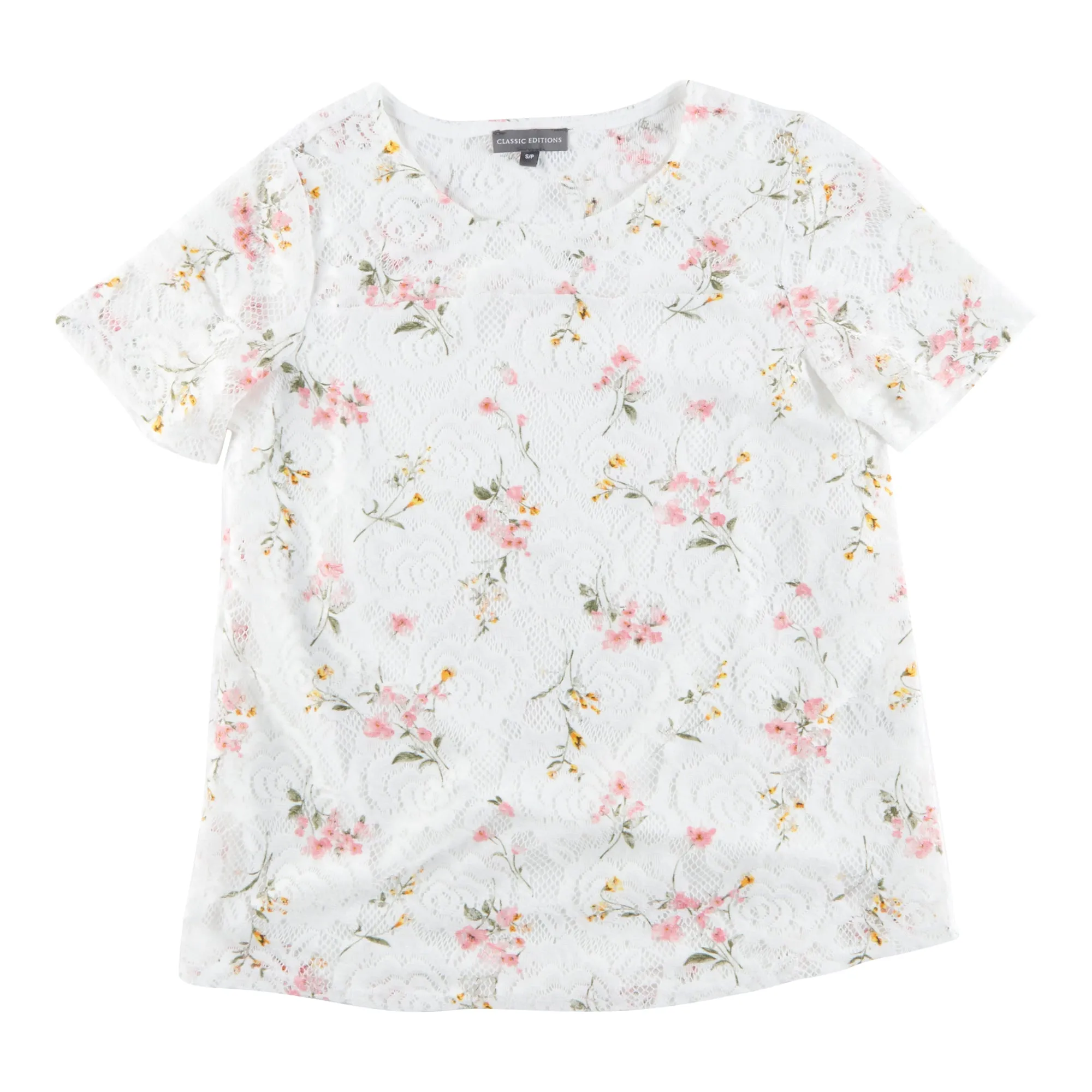 Classic Editions Women's Summer Look Printed Top with Crochet Detailing sold by Giant Tiger