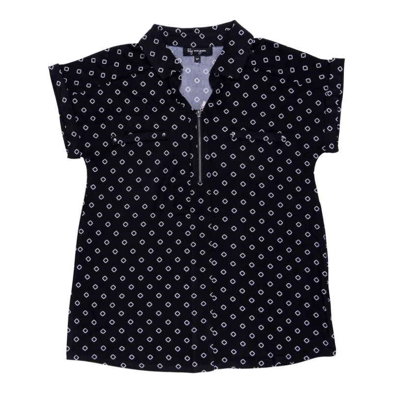 lily morgan Women's Ocean Blues Printed Zipper Front Top sold by Giant Tiger