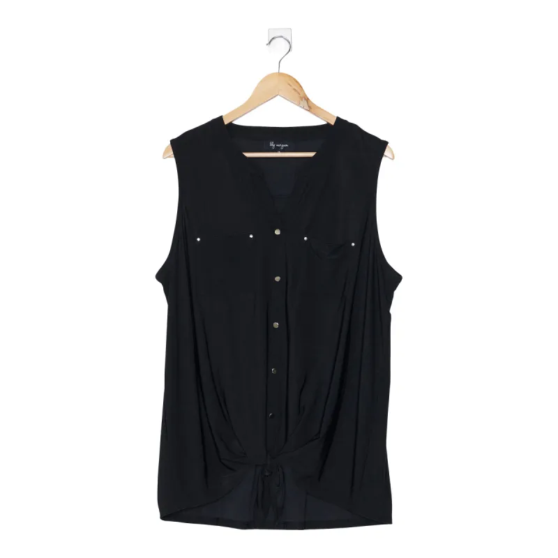 lily morgan Women's Plus Tie Front Top sold by Giant Tiger