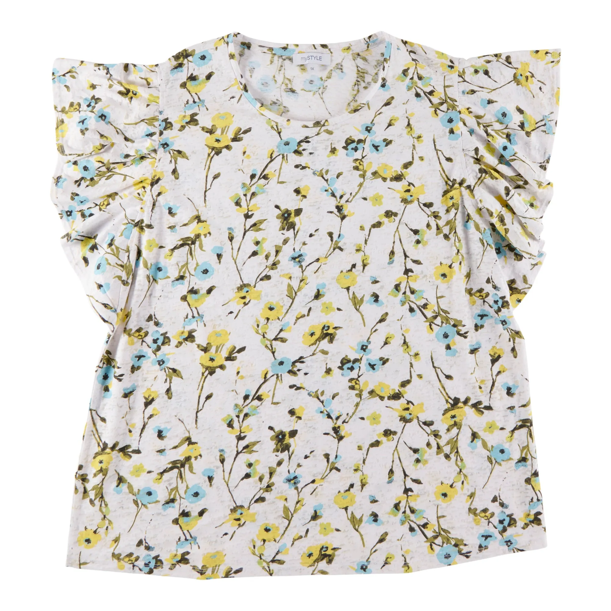 mySTYLE Women's Plus Country Cool Printed Burnout Ruffle T-Shirt sold by Giant Tiger product image thumbnail 3