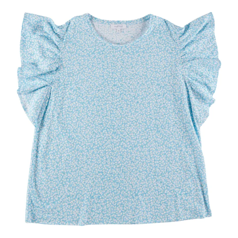 mySTYLE Women's Plus Country Cool Printed Burnout Ruffle T-Shirt sold by Giant Tiger