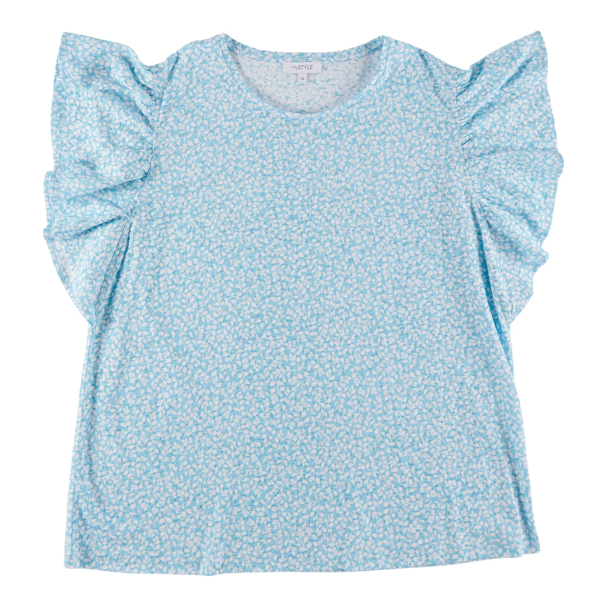 mySTYLE Women's Plus Country Cool Printed Burnout Ruffle T-Shirt sold by Giant Tiger