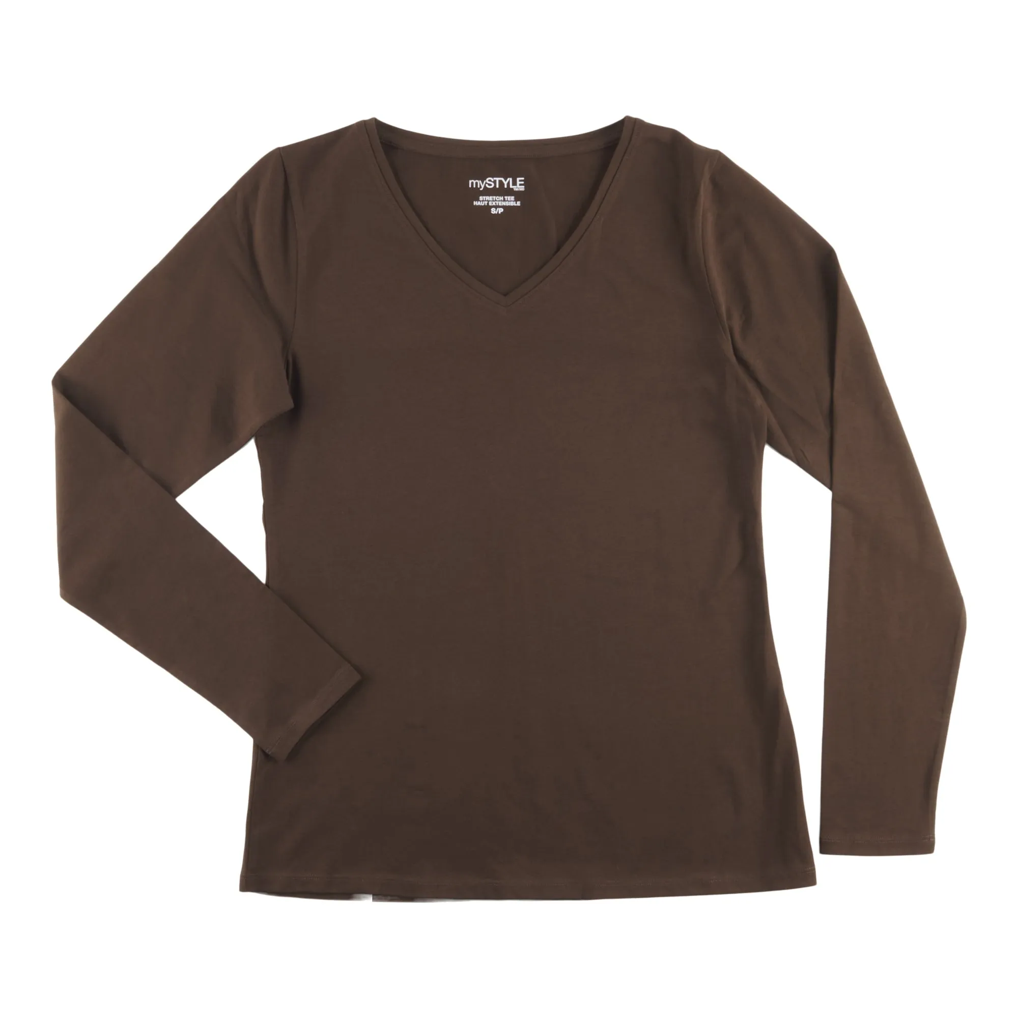 mySTYLE Women's Seasonal Solid Long Sleeve V-Neck Stretch Tee sold by Giant Tiger