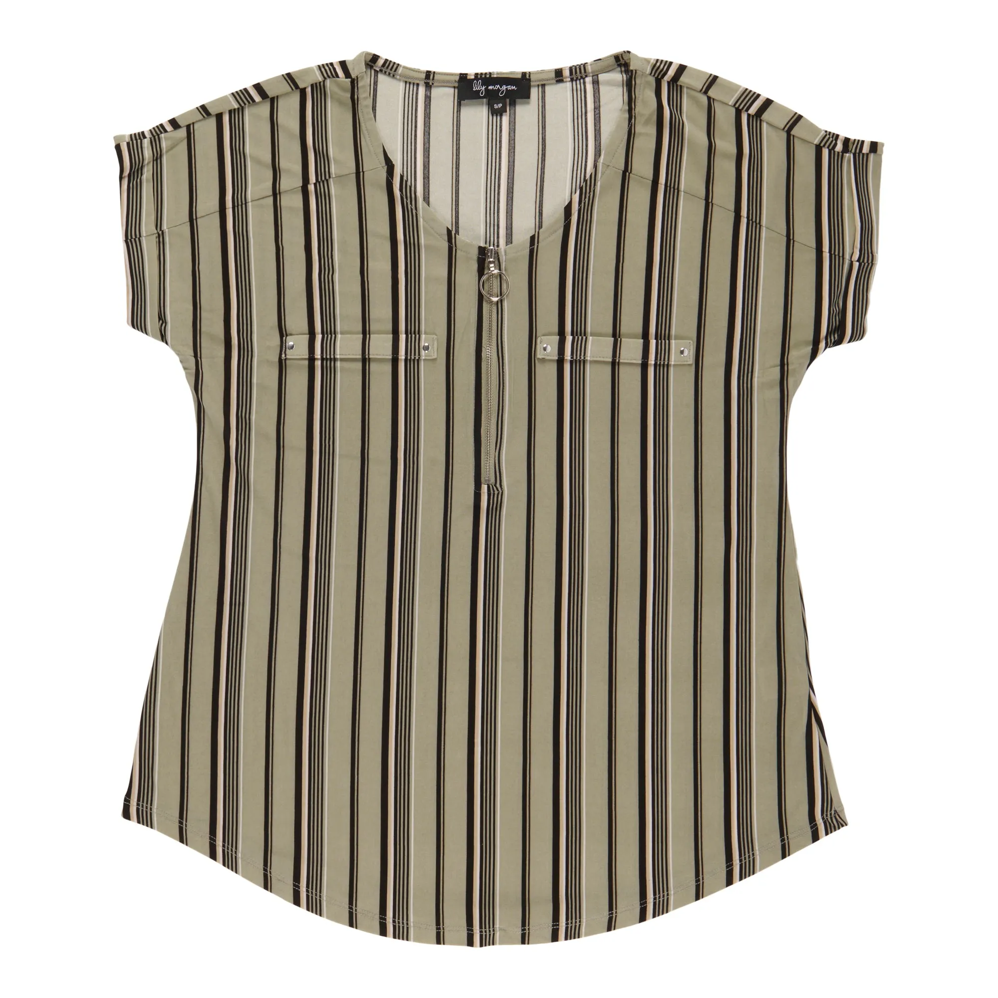lily morgan Women's V-Neck Zip Front Blouse sold by Giant Tiger product image thumbnail 3