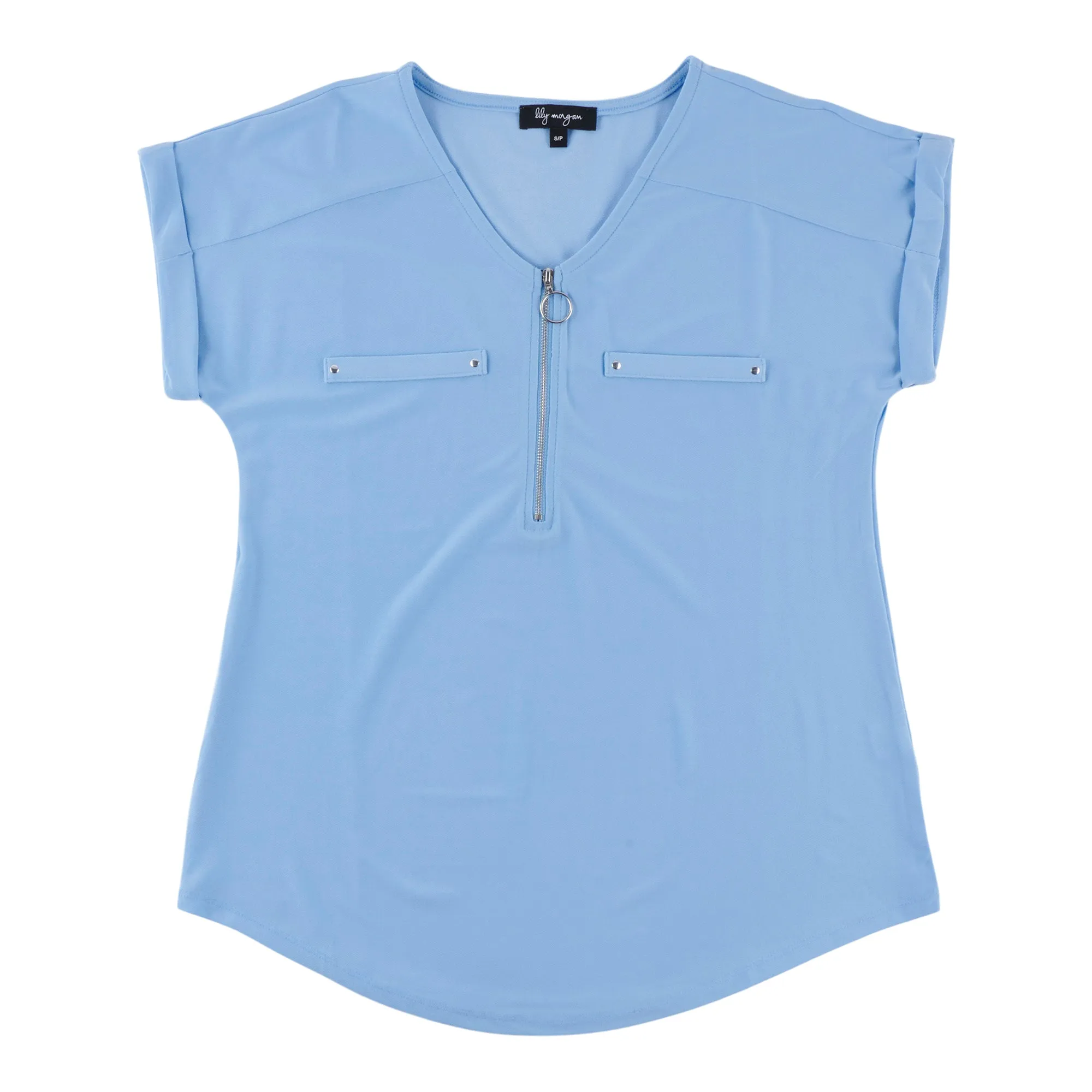 lily morgan Women's V-Neck Zip Front Blouse sold by Giant Tiger product image thumbnail 2