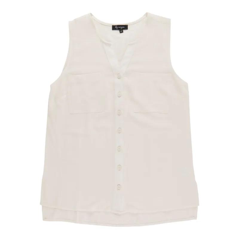 lily morgan Women's Exotic Sleeveless Linen Blouse sold by Giant Tiger