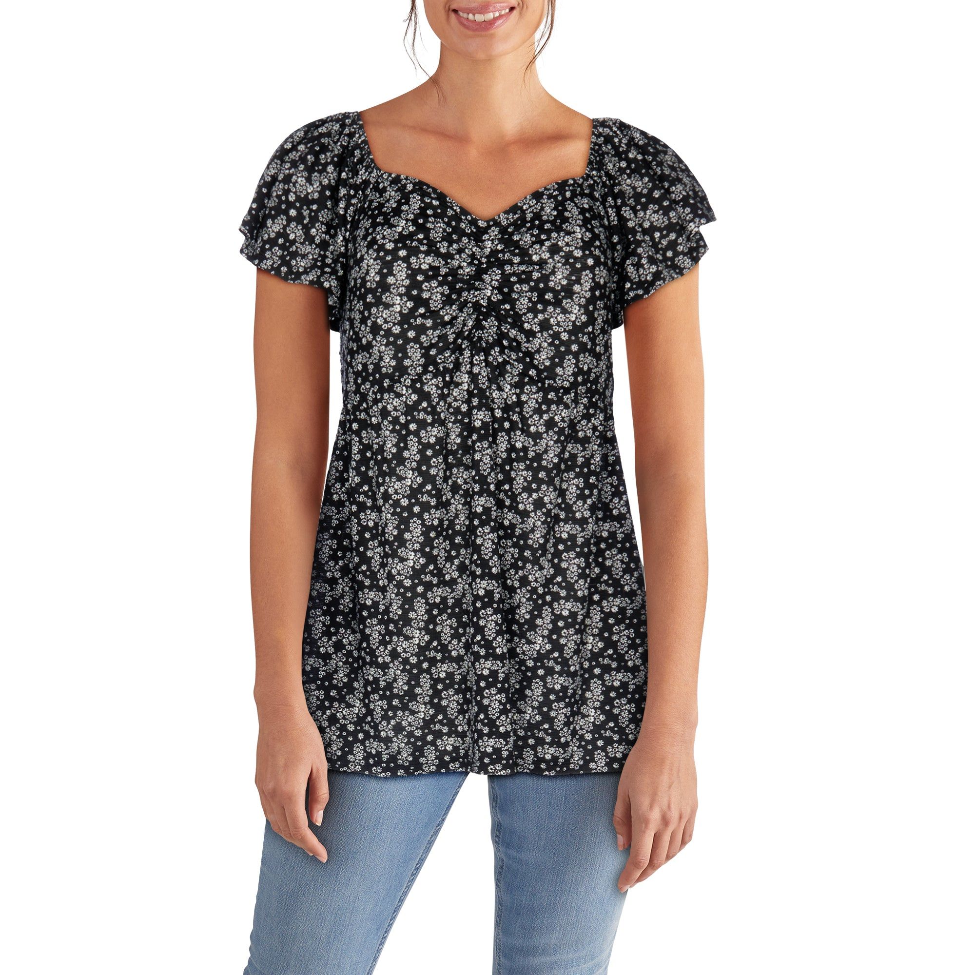 mySTYLE Women's Street Smart Printed Flutter Sleeve Babydoll Top sold by Giant Tiger