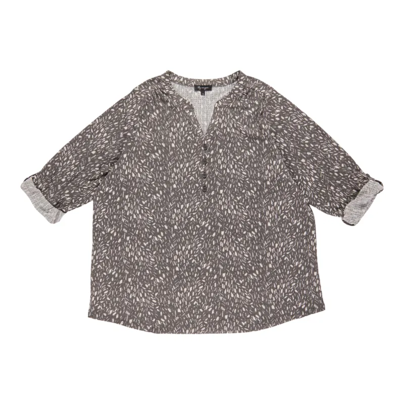 lily morgan Women's Plus Printed V-Neck Button Blouse sold by Giant Tiger