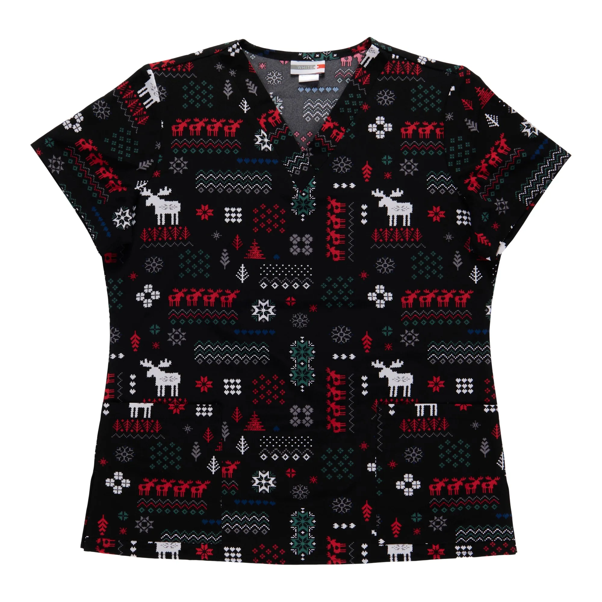 White Cross Women's Scrub Top with Woodland Animal Print sold by Giant Tiger