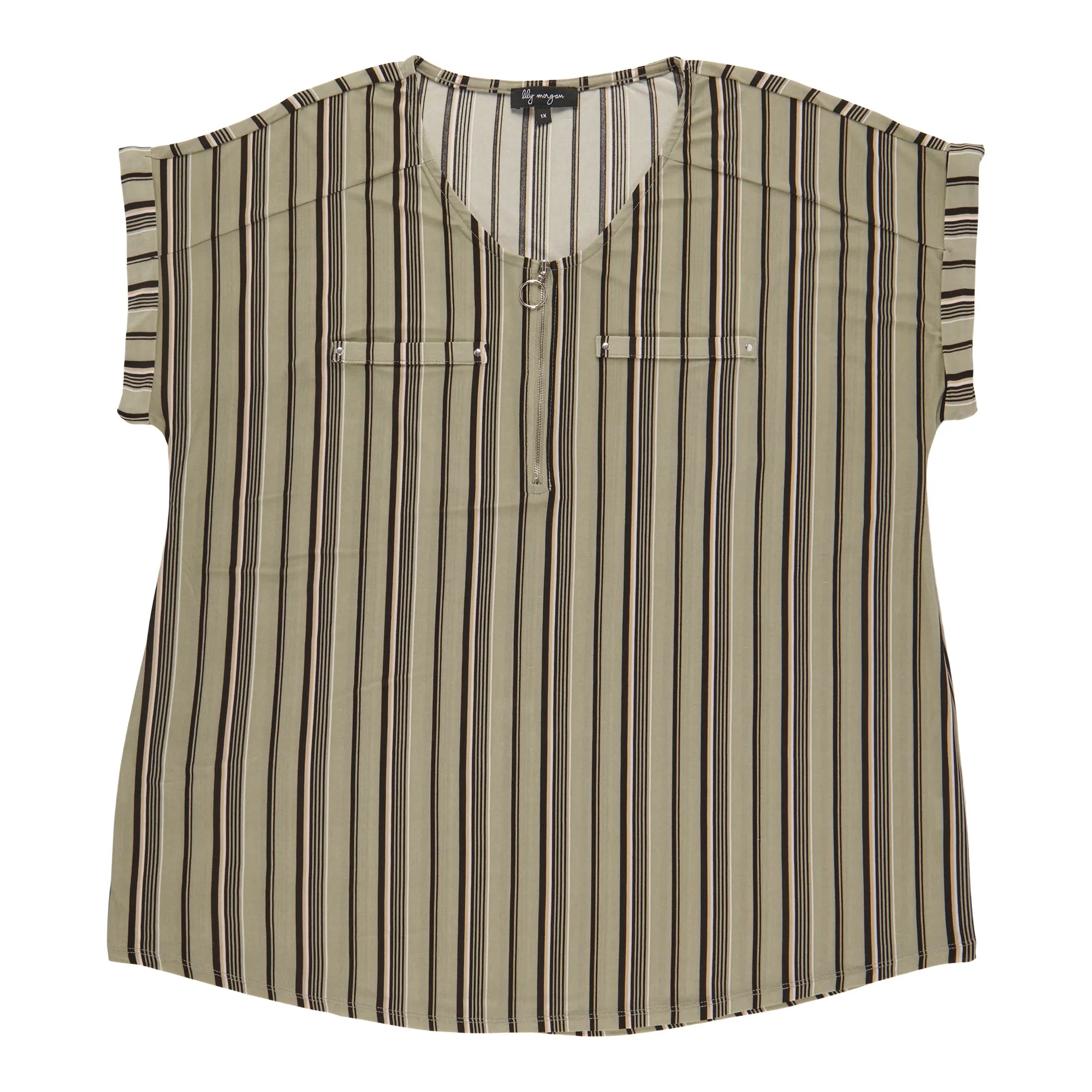 lily morgan Women's Plus V-Neck Zip Front Blouse sold by Giant Tiger product image thumbnail 3