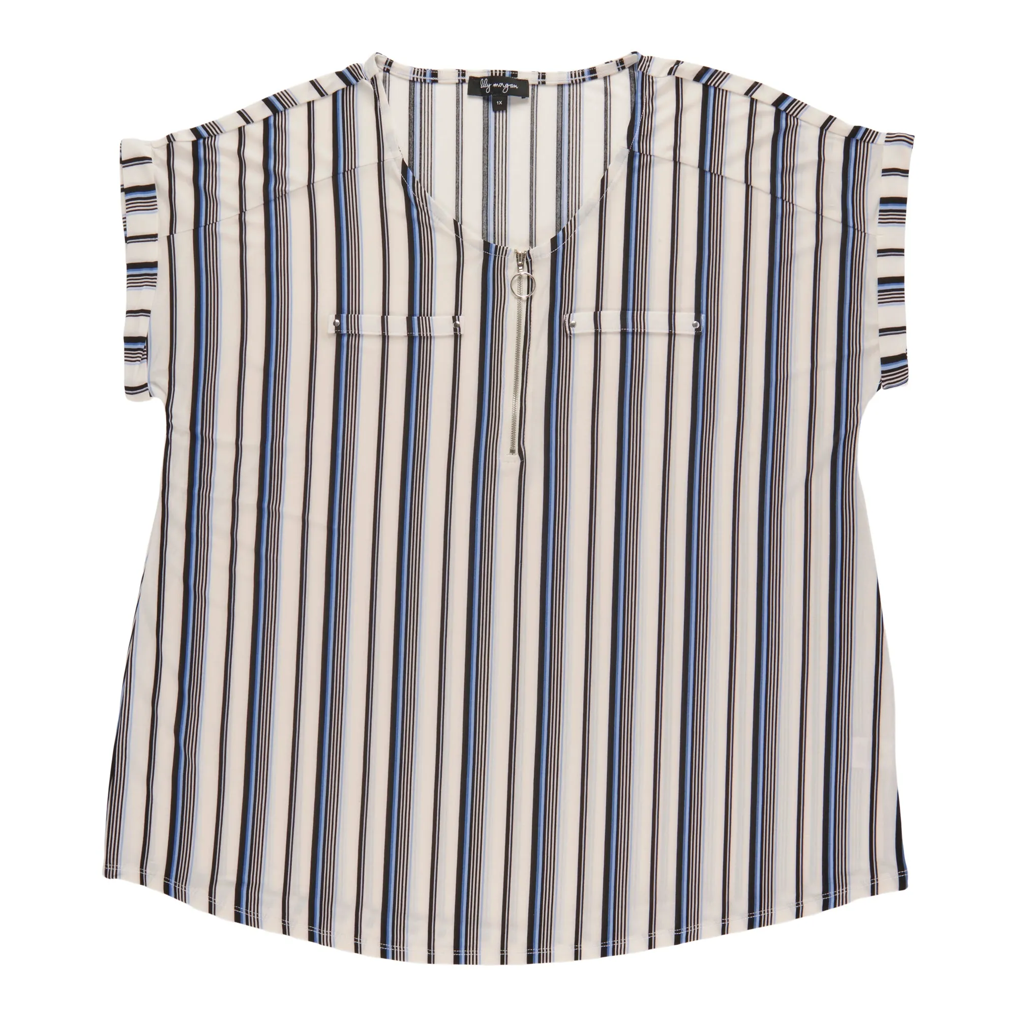 lily morgan Women's Plus V-Neck Zip Front Blouse sold by Giant Tiger product image thumbnail 4