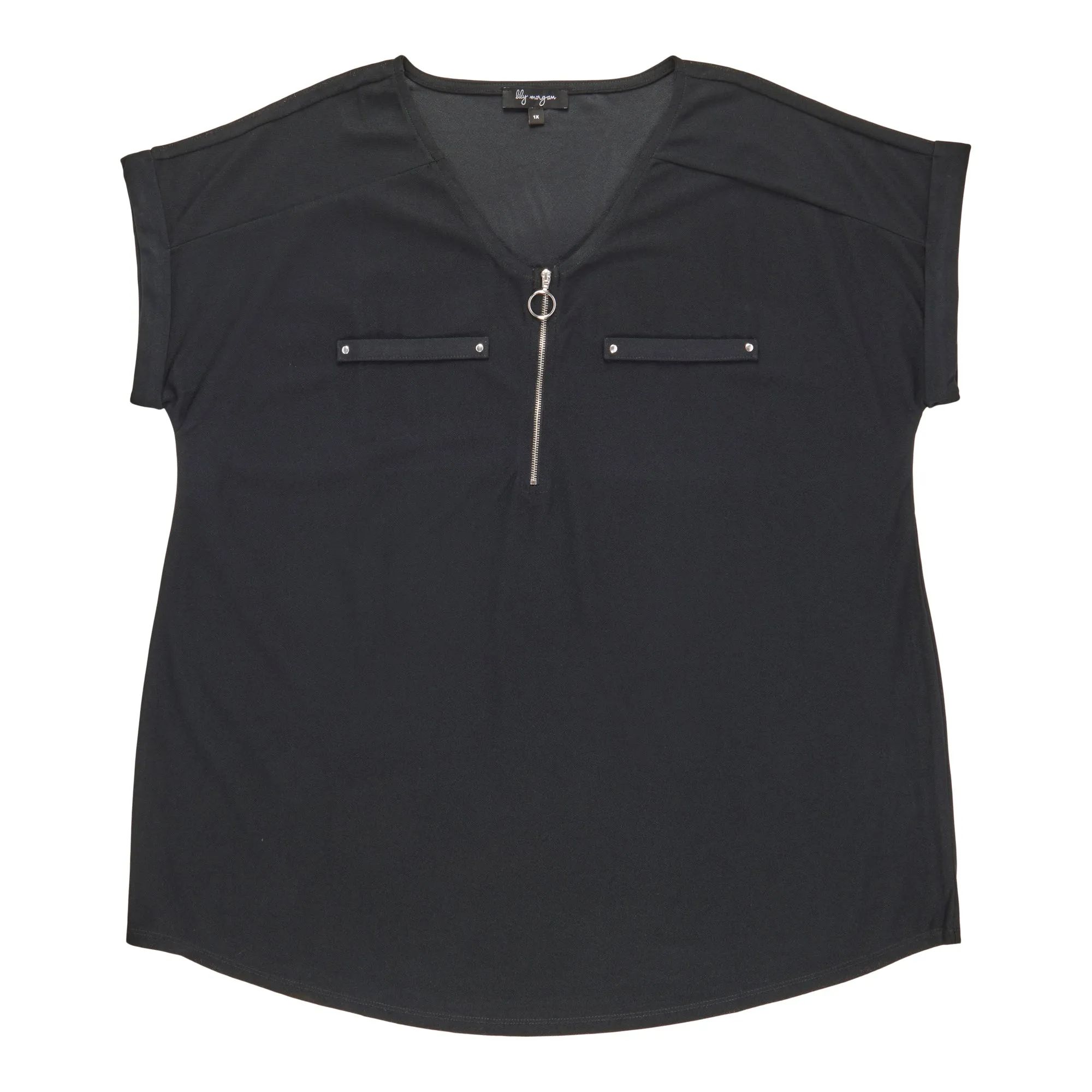 lily morgan Women's Plus V-Neck Zip Front Blouse sold by Giant Tiger