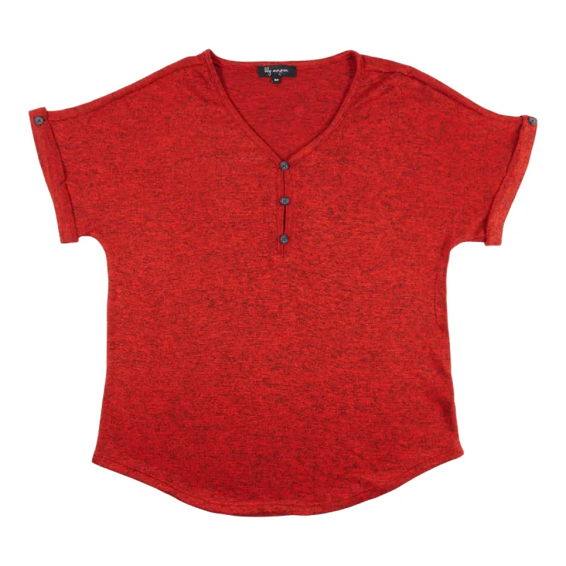 lily morgan Women's Simply Chic Rib Snit Top with Buttons sold by Giant Tiger