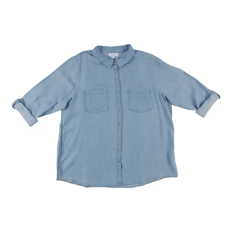 mySTYLE Women's Plus Collared Snap Denim Shirt sold by Giant Tiger