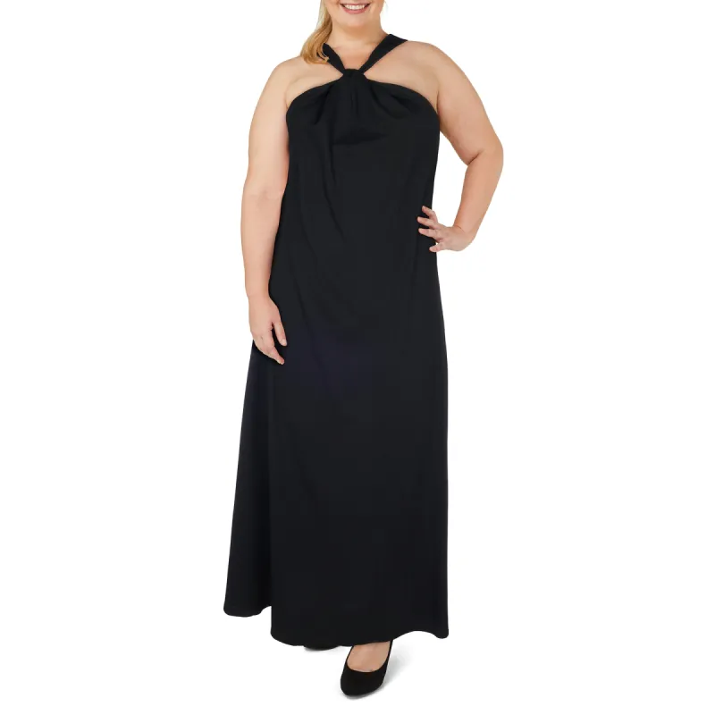 lily morgan Women's Plus Black and White Halter Twist Maxi Dress sold by Giant Tiger